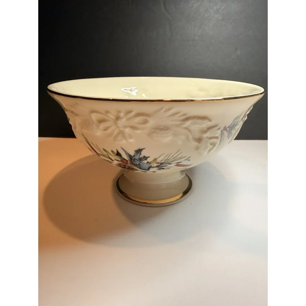 Vintage Lenox Footed Candy Dish -Winter Greetings by Catherine McClung
